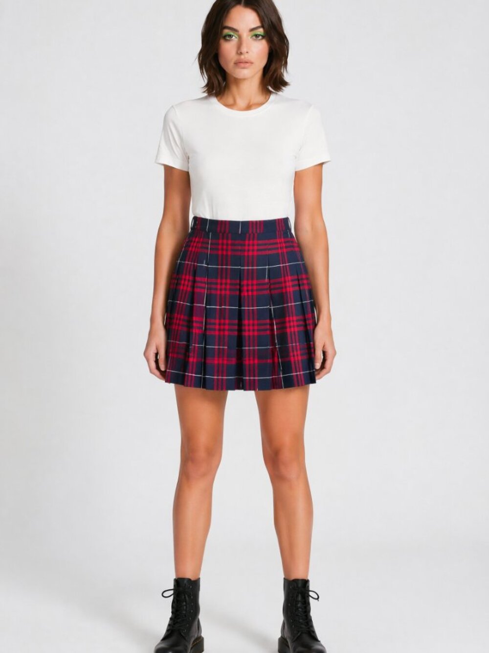 Tommy Hilfiger Navy Blue Red Plaid Womens School Uniform Skort Skirt 10 NWT